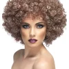 Afro Paryk i Brun med lyse striber