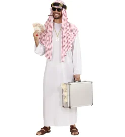 Araber Sheik i hvid-rød LUX
