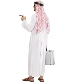 Araber Sheik i hvid-rød LUX