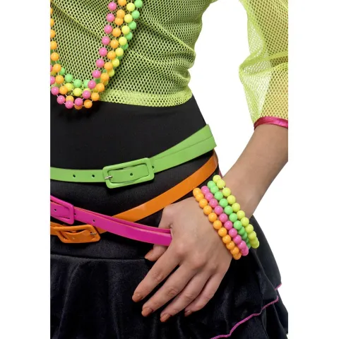 Armbånd NEON i plastperler, 4 stk