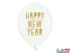 Ballon 30 cm Hvid med Happy NewYear