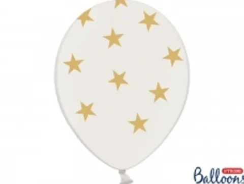 Ballon 30 cm Hvid med Stjerner