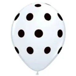 Ballon ø 30 cm i hvid med sorte prikker