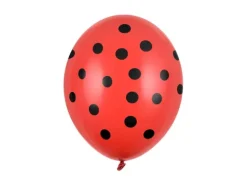 Ballon ø 30 cm i Rød med sorte prikker