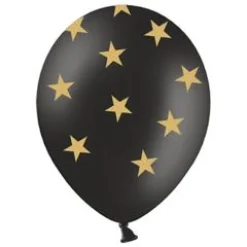 Ballon 30 cm Sort med Stjerner