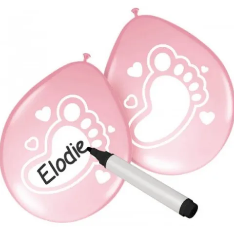 Ballon med skrivefelt Ø 30 cm, 6 stk Pink