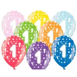 Ballon Metallic ø 30 cm med 1 tal, 6 stk