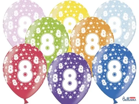 Ballon Metallic ø 30 cm med 8 tal, 6 stk