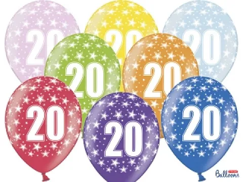 Ballon Metallic ø 30 cm med 20 tal , 6 stk
