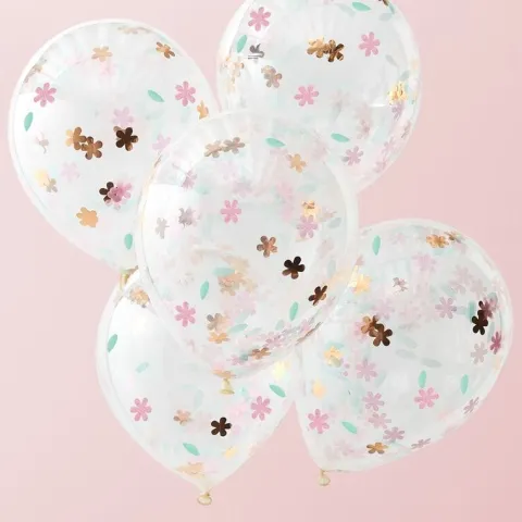 Ballon transparent med konfetti blomster