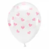 Ballon transparent med lyserøde hjerter ø33