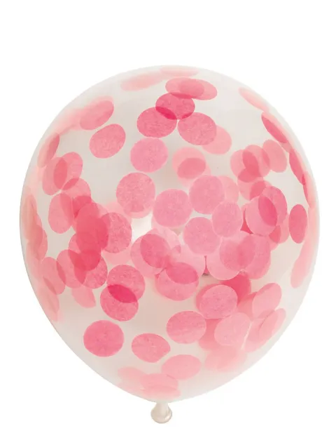 Ballon transparent med rund lyserød konfetti