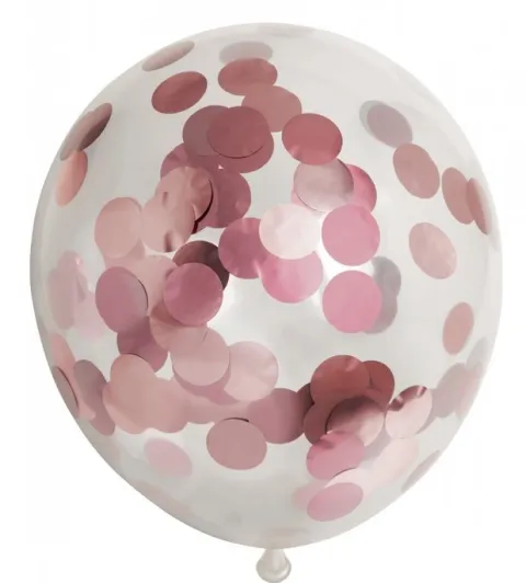 Ballon transparent m.rund konfetti Rosegold