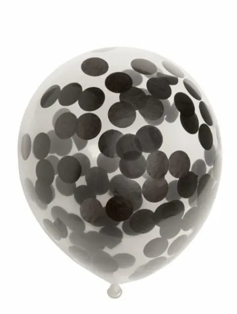 Ballon transparent m.rund sort konfetti