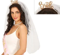 Bride Hårbøjle med slør - Guld