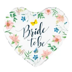 Bride to be folieballon hjerte med blomster
