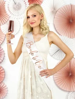 Bride to be skærf i hvid-Rosegold