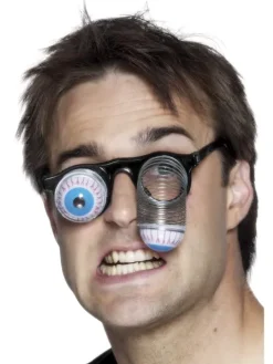 Brille med øjne på fjedre