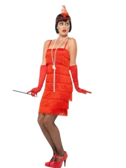 Charleston flapper kjole i rød