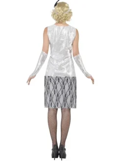 Charleston flapper kjole i sølv