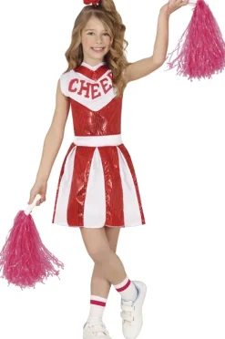 Cheerleader kjole i rød-hvid til piger