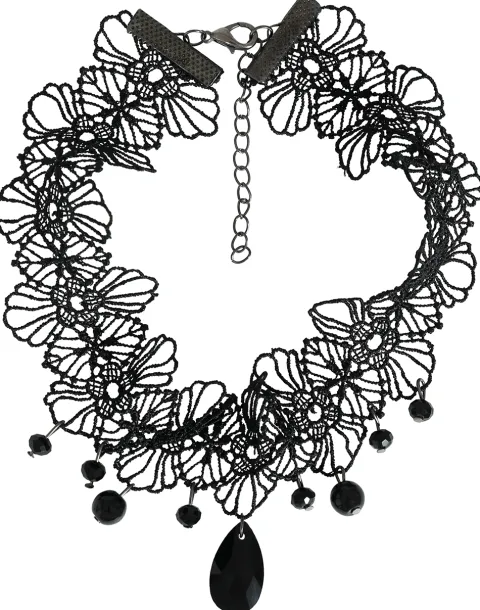 Choker halsblonde med sorte perler