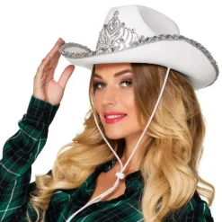 Cowboyhat i hvid med tiara