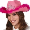 Cowboyhat i lyserød med tiara