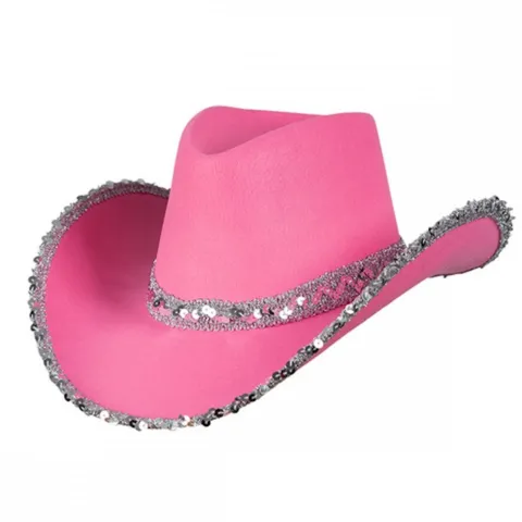 Cowboyhat i Pink med pailletter
