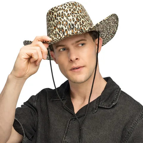 Cowboyhat med leopardprint