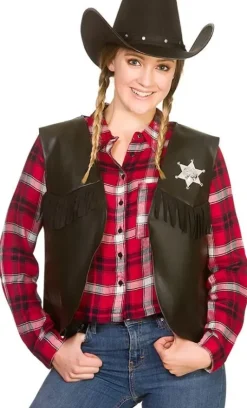 Cowboy vest i mørk brun