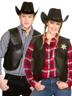 Cowboy vest i Sort
