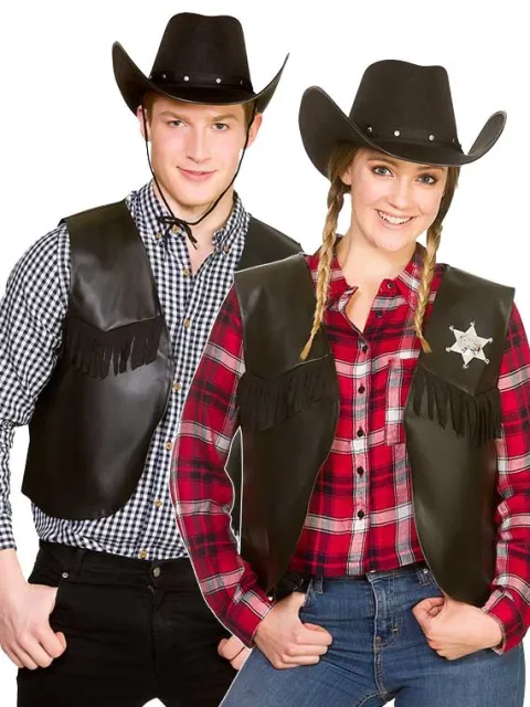 Cowboy vest i Sort