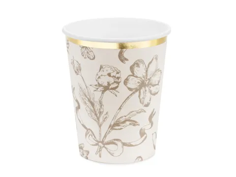 Cremefarvet kopper med Blomsterprint
