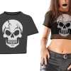 Crop Top T-shirt med Kranie