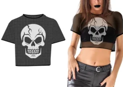 Crop Top T-shirt med Kranie