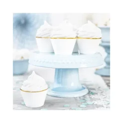 Cupcake wrapper i hvid med sølvkant