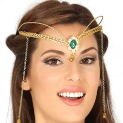 Diadem med grøn sten