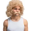 Dirty blonde paryk og overskæg