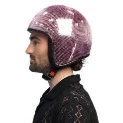 Discokugle hjelm pink