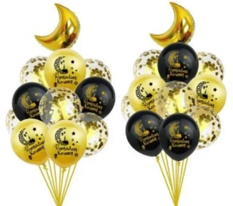Eid ballon sæt i sort-guld