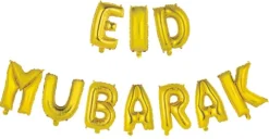 EID Mubarak Folieballon Tekst- Guld