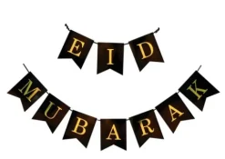 EID Mubarak kartonbanner i Sort