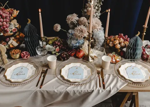 Eid Mubarak servietter lyseblå
