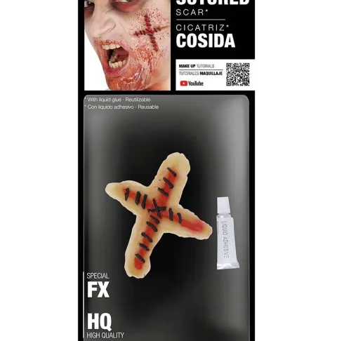 Falsk kors-sår med sorte sting