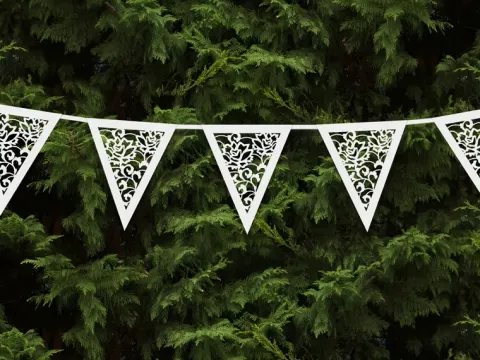 Flagbanner i hvid til Bryllup
