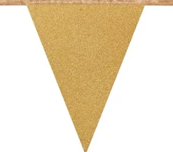 Flagbanner med 12 flag i Glitter-guld