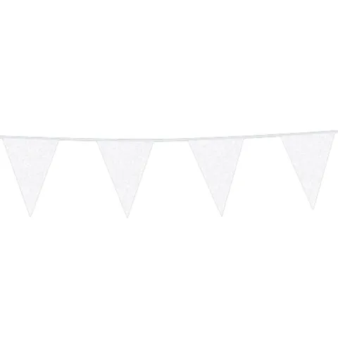 Flagbanner med Hvide glitterflag 6m