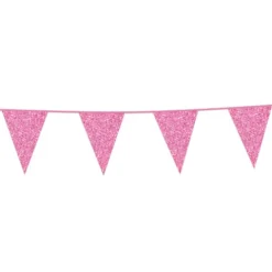Flagbanner med lyserøde glitterflag
