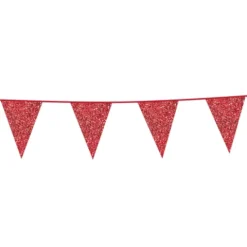 Flagbanner med røde glitterflag 6m